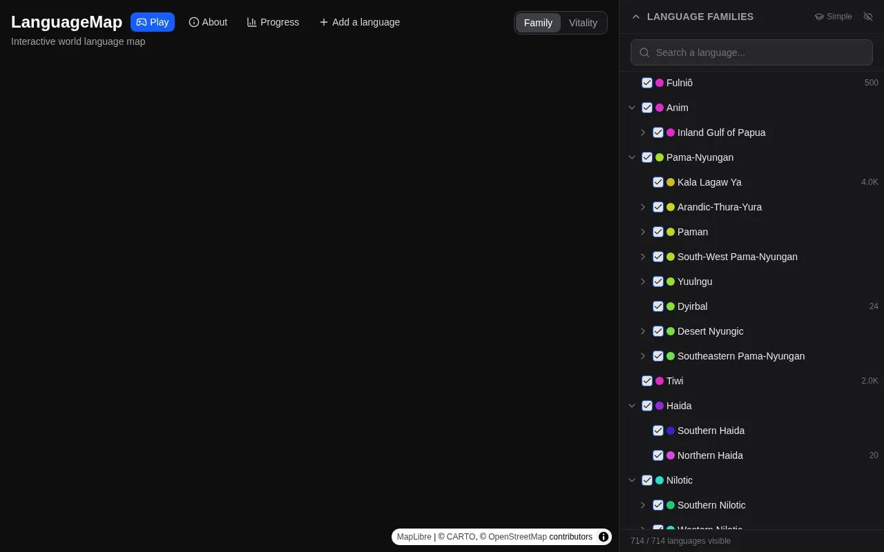 Language Map homepage screenshot