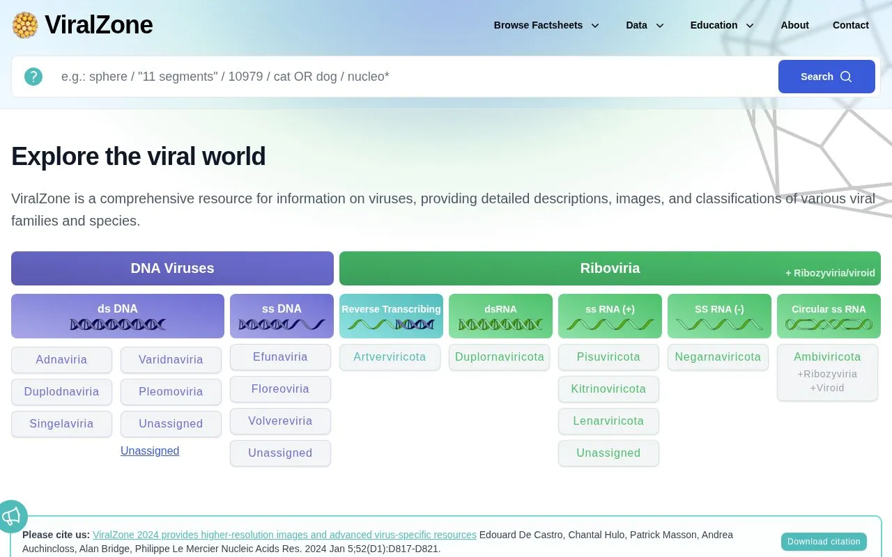 ViralZone homepage screenshot