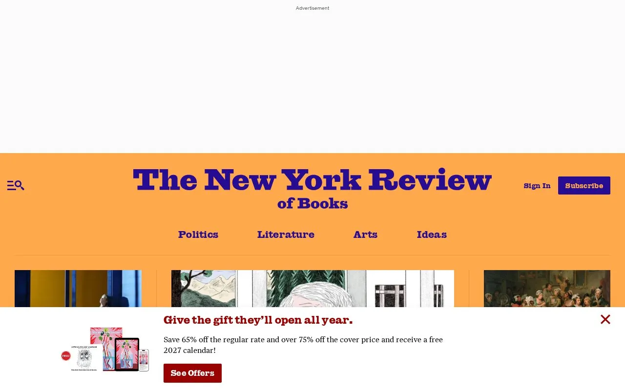 The New York Review of Books homepage screenshot