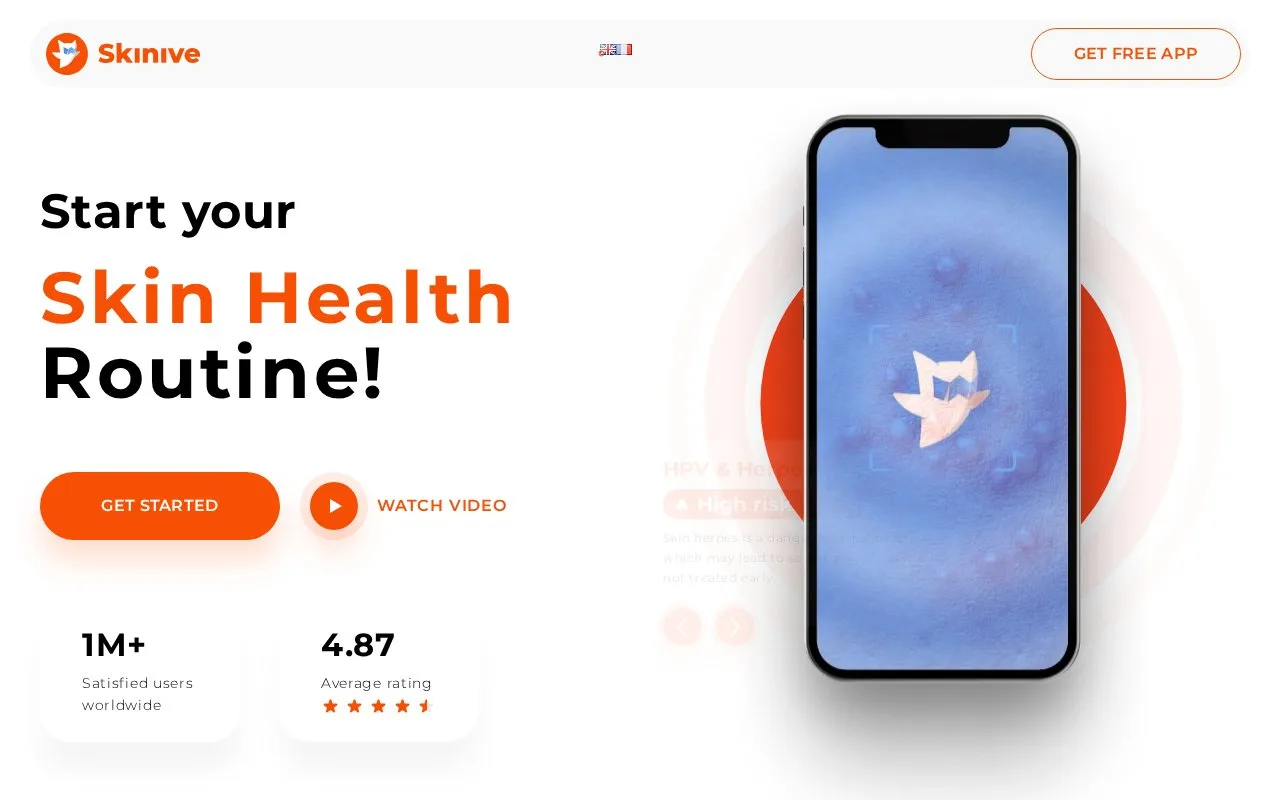 Skinive homepage screenshot