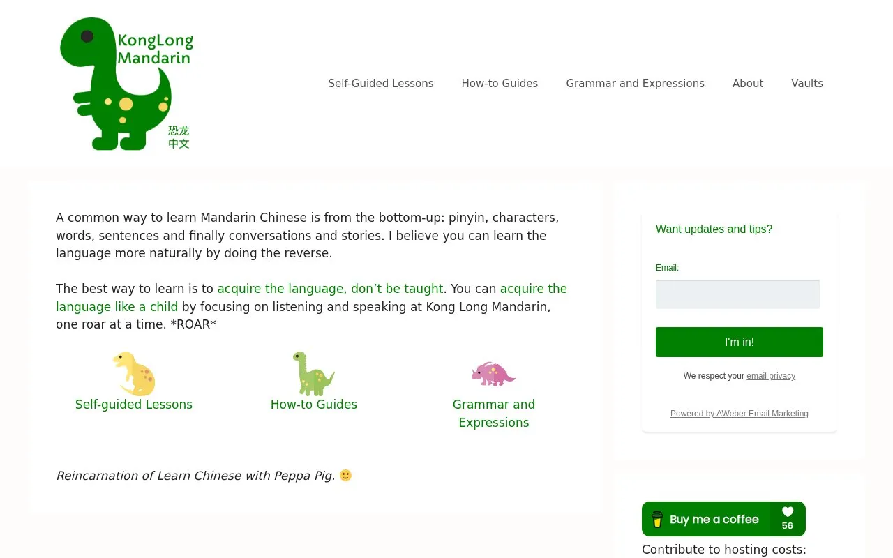 KongLongMandarin homepage screenshot