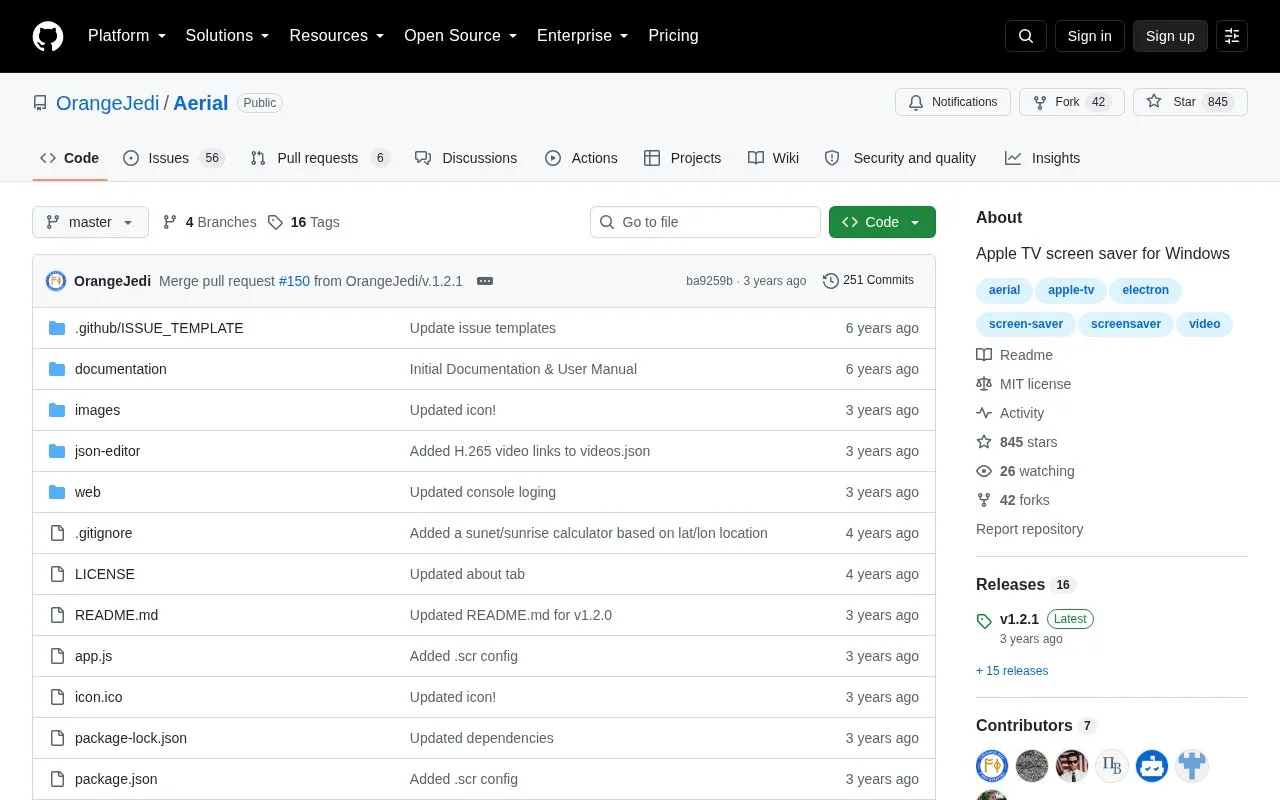 Aerial homepage screenshot