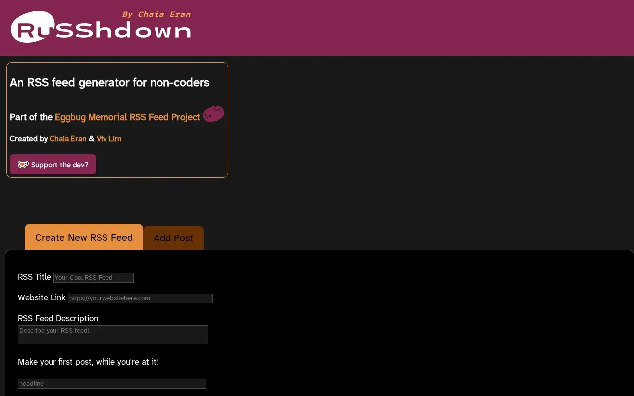 RuSShdown homepage screenshot