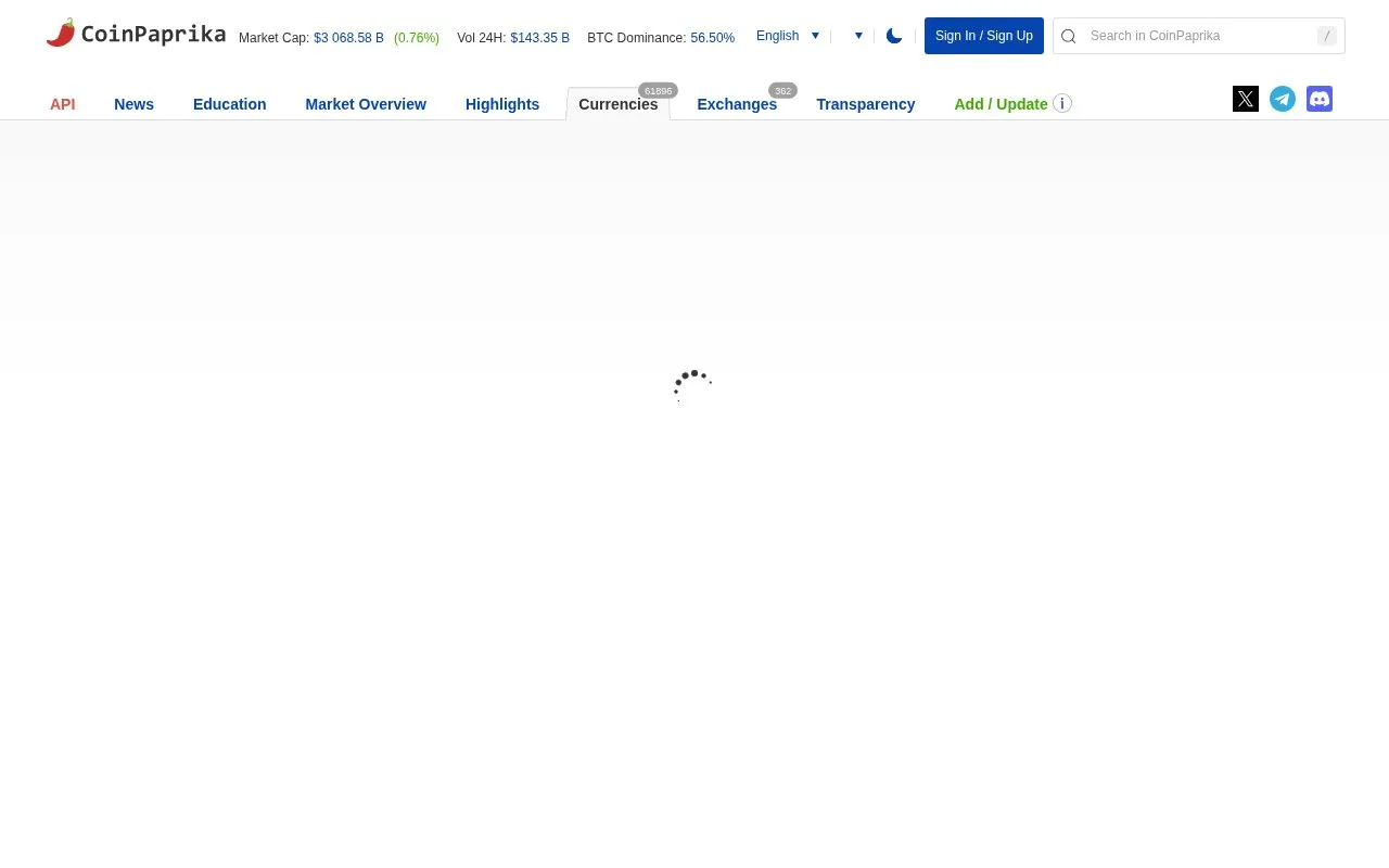 CoinPaprika homepage screenshot