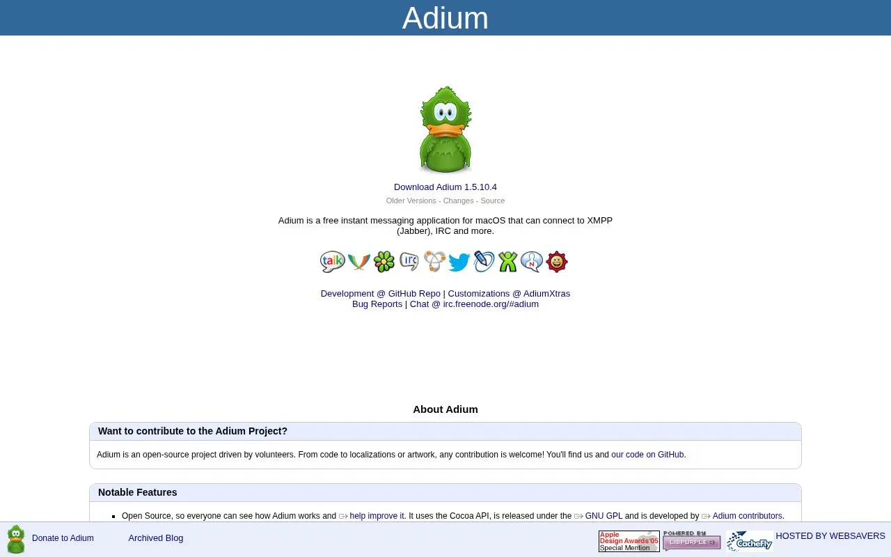 Adium homepage screenshot