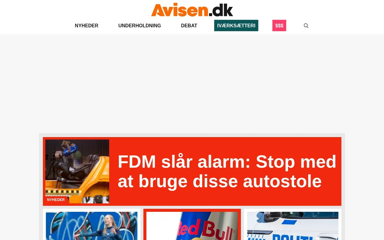 Avisen.dk homepage screenshot