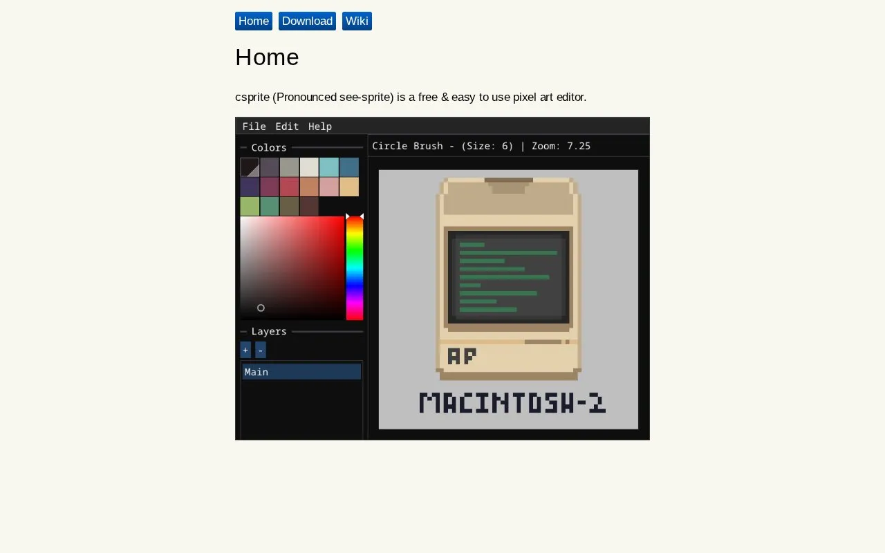 csprite homepage screenshot