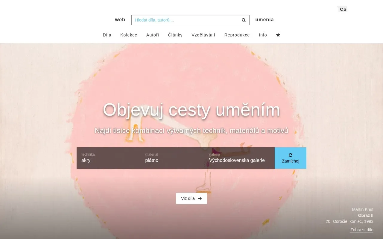 Web umenia homepage screenshot