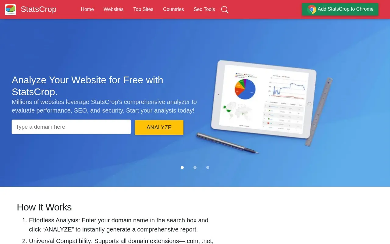 StatsCrop homepage screenshot