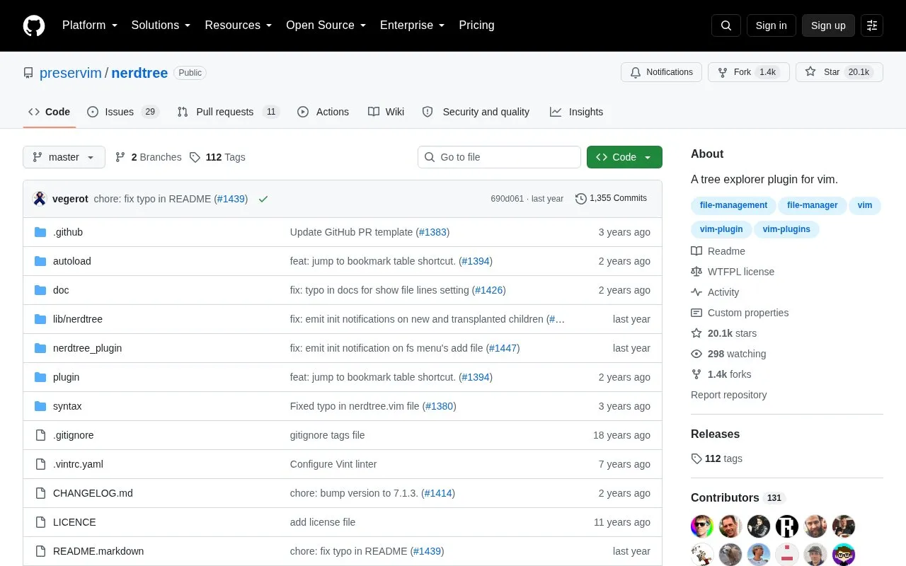 nerdtree homepage screenshot