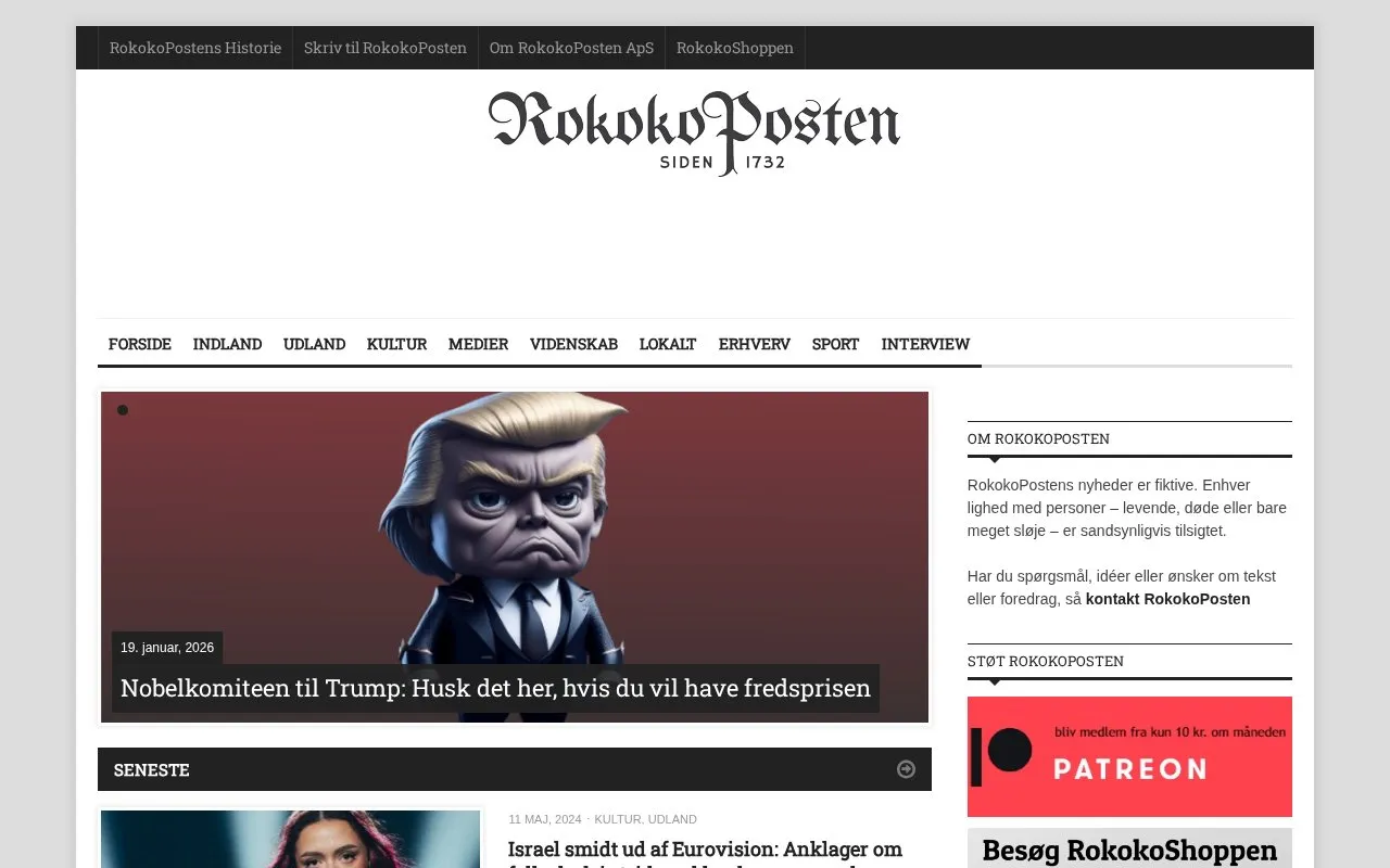 RokokoPosten homepage screenshot