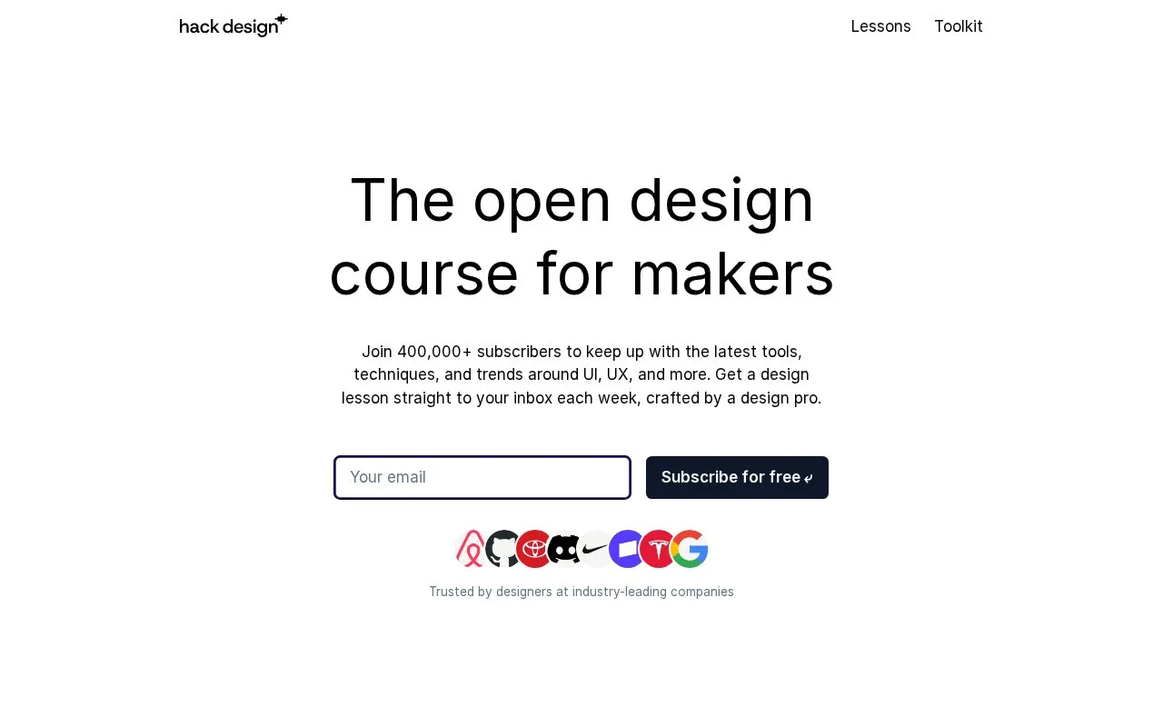 HackDesign homepage screenshot