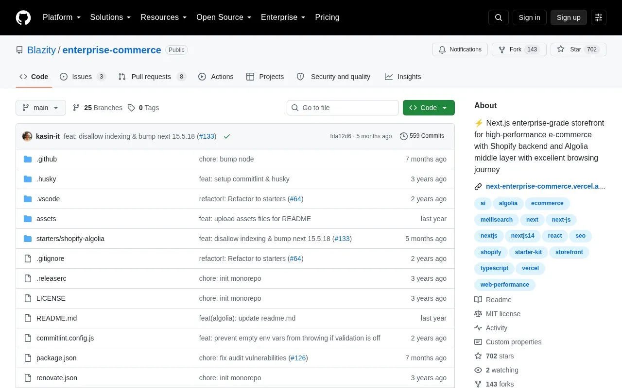 enterprise-commerce homepage screenshot