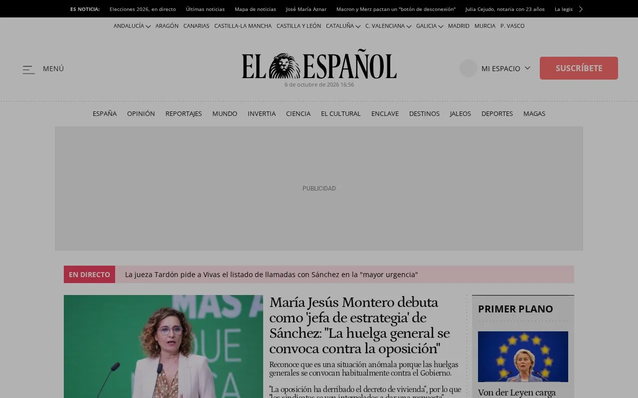 El Español homepage screenshot