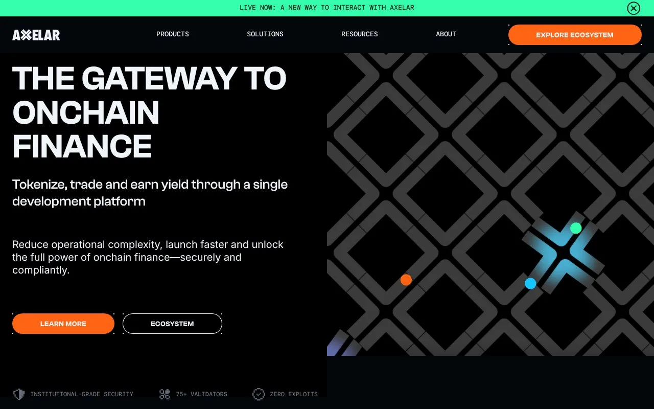 Axelar homepage screenshot