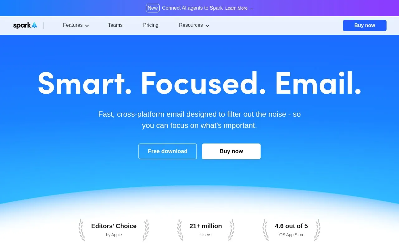 Spark Mail homepage screenshot