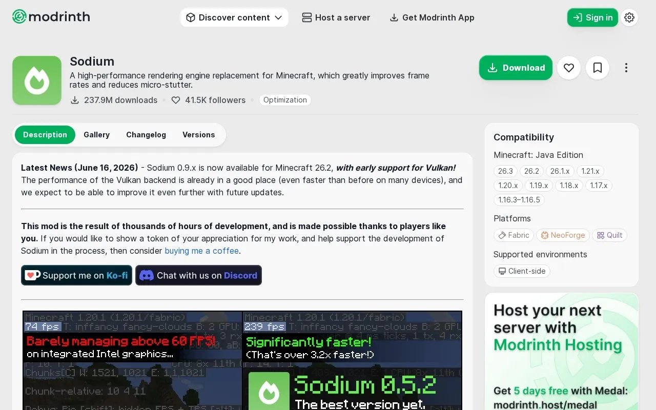 Sodium homepage screenshot