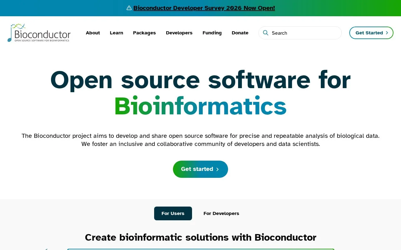 Bioconductor homepage screenshot