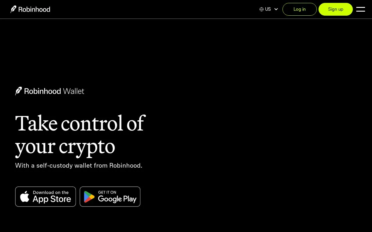 Robinhood Wallet homepage screenshot