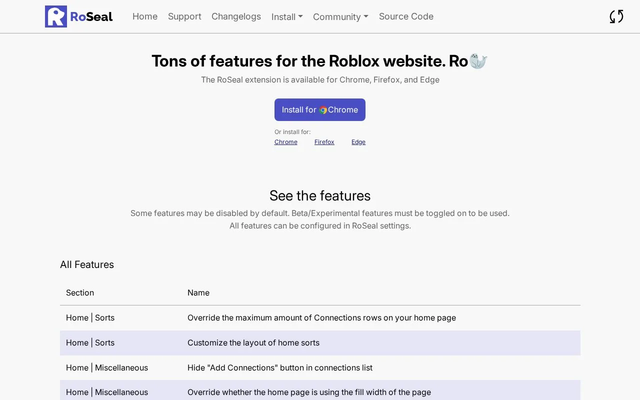 RoSeal homepage screenshot