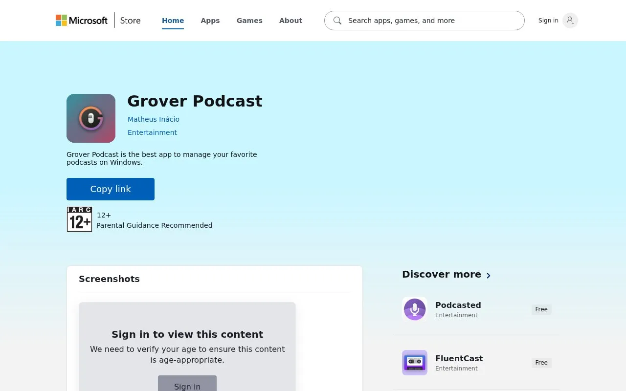Grover homepage screenshot