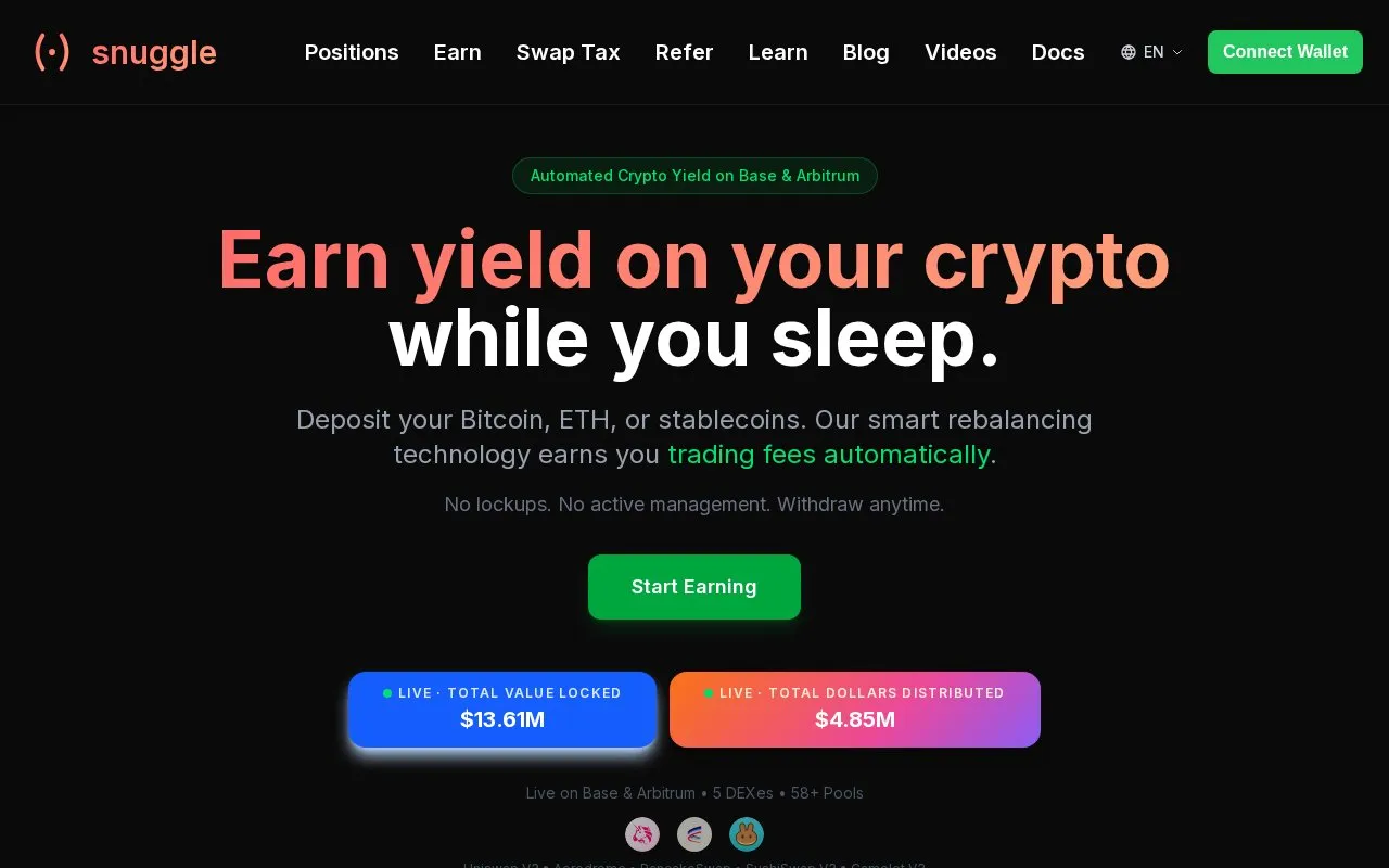 Snuggle homepage screenshot