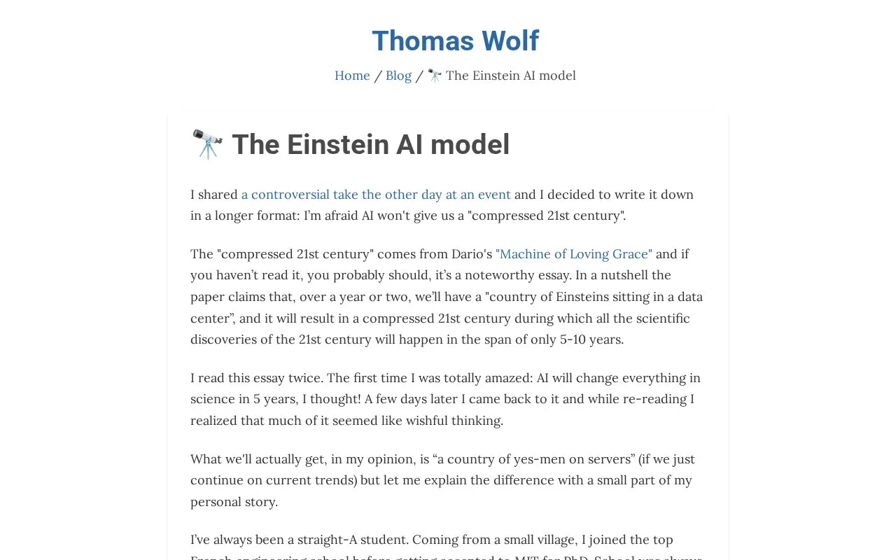 🔠The Einstein AI model homepage screenshot