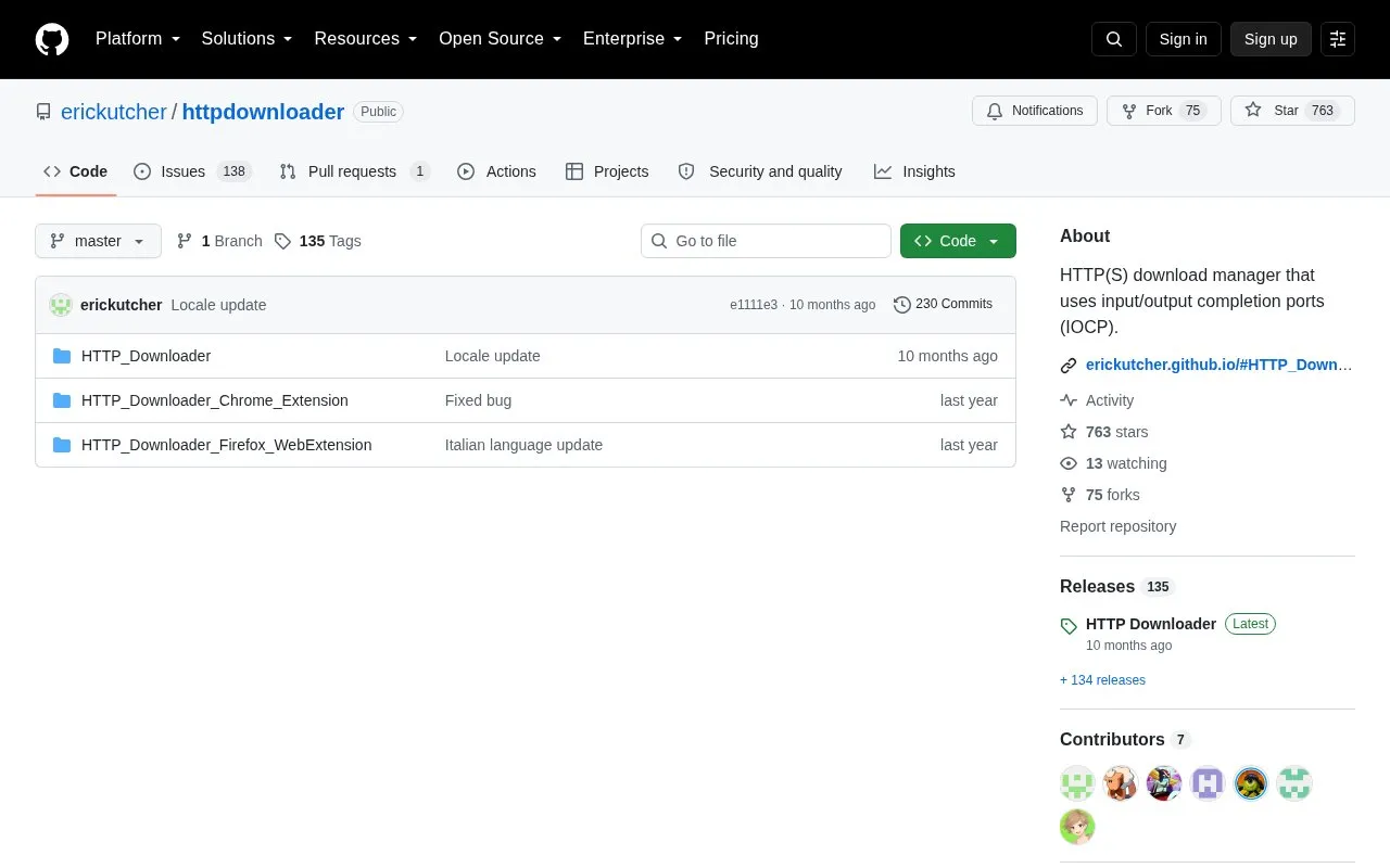 Httpdownloader homepage screenshot
