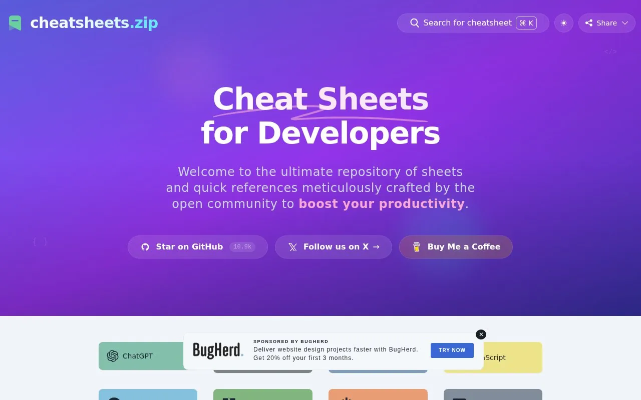 Reference homepage screenshot