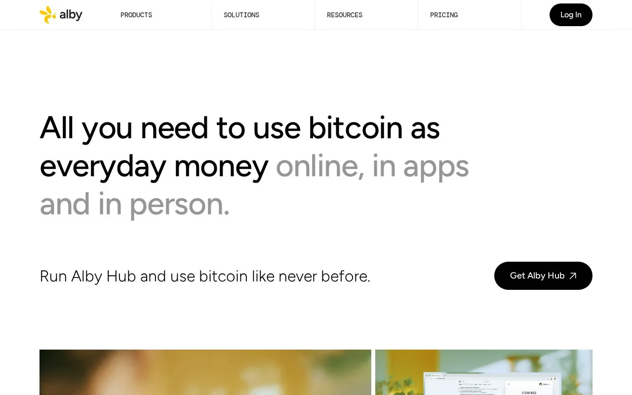 Alby homepage screenshot