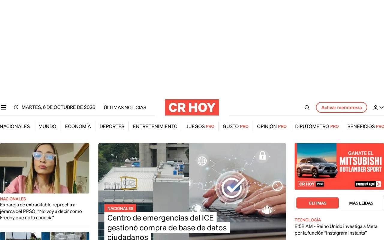 CRHoy.com homepage screenshot