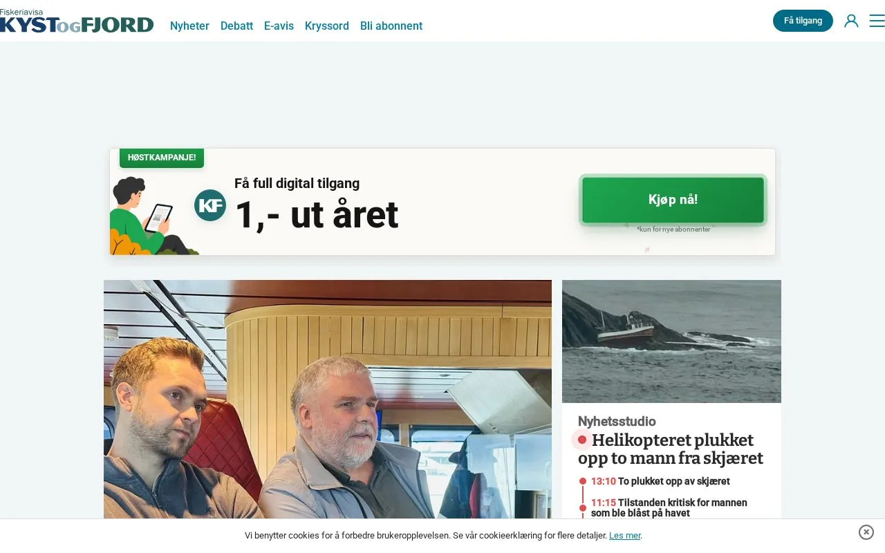 Kyst og Fjord homepage screenshot