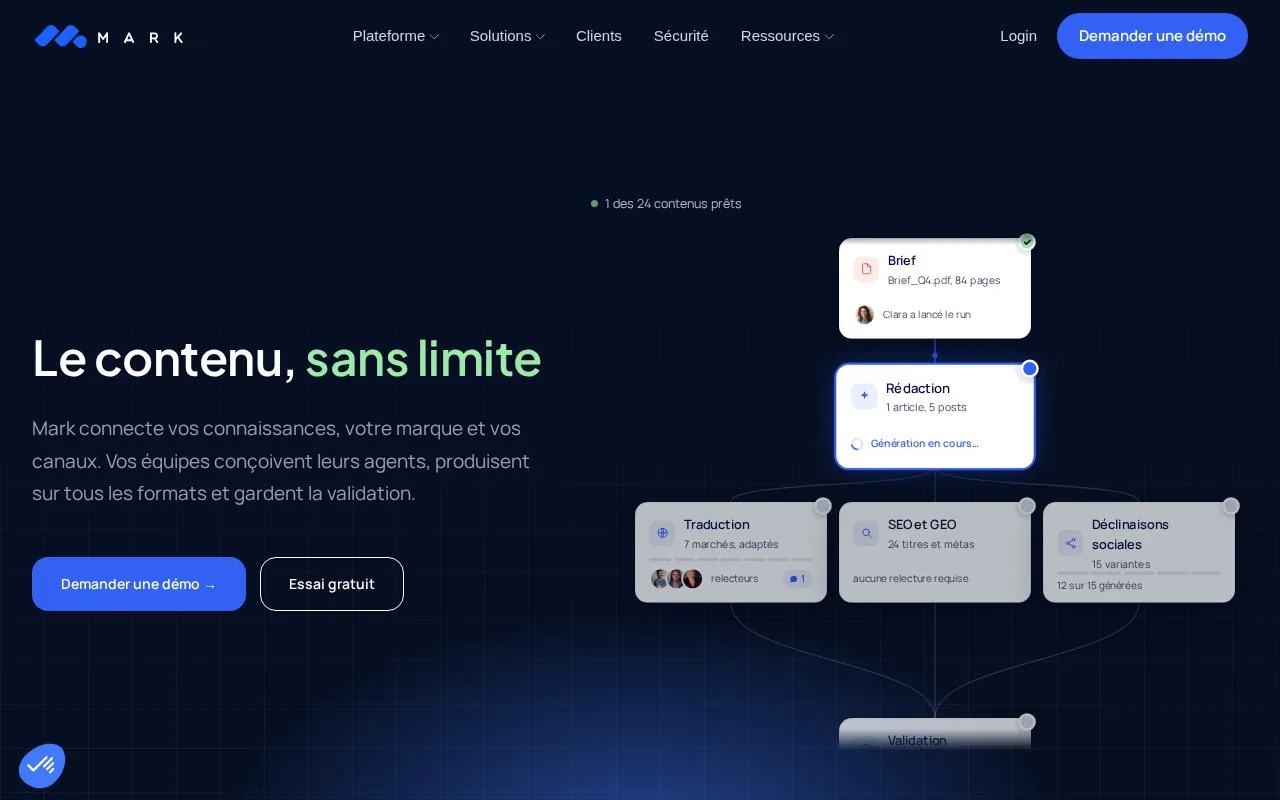Mark AI homepage screenshot