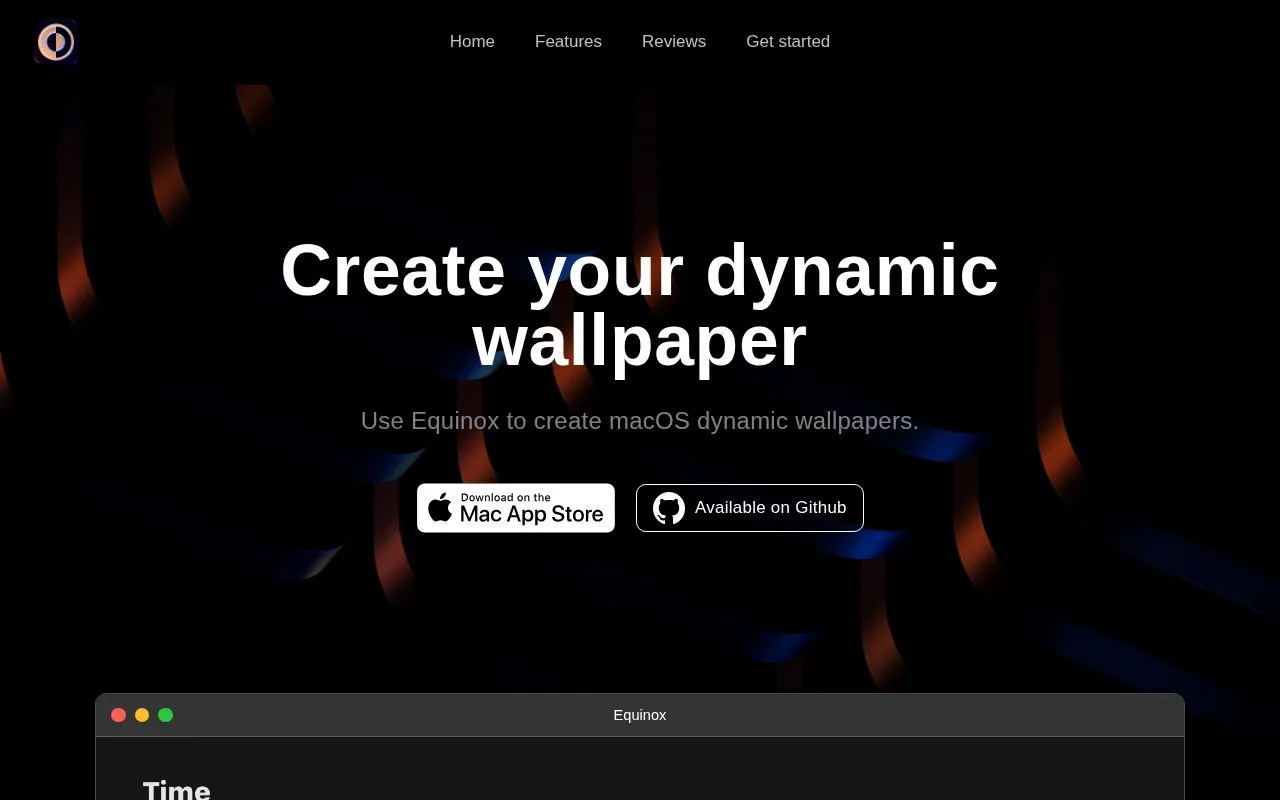 Equinox homepage screenshot