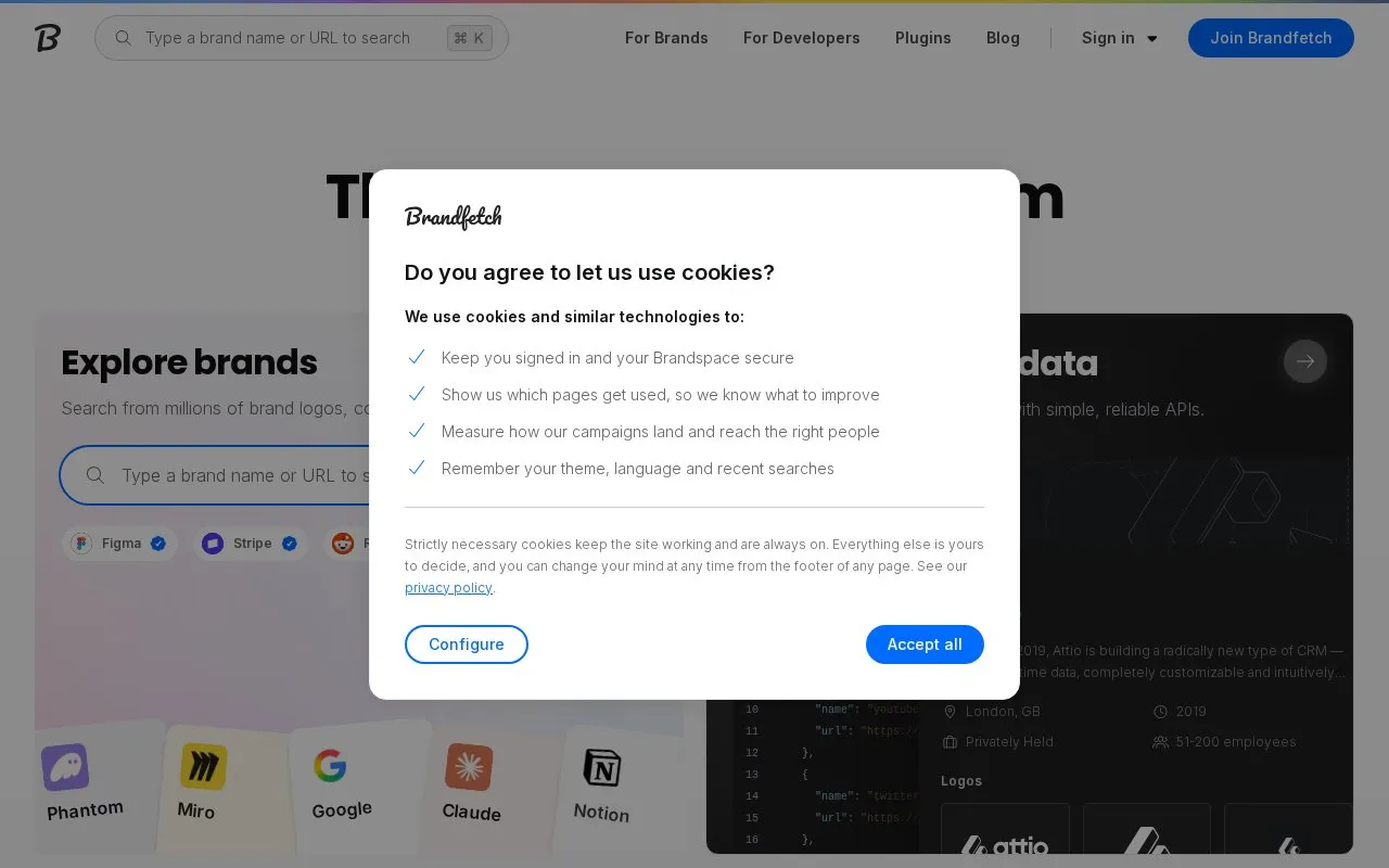 Brandfetch homepage screenshot