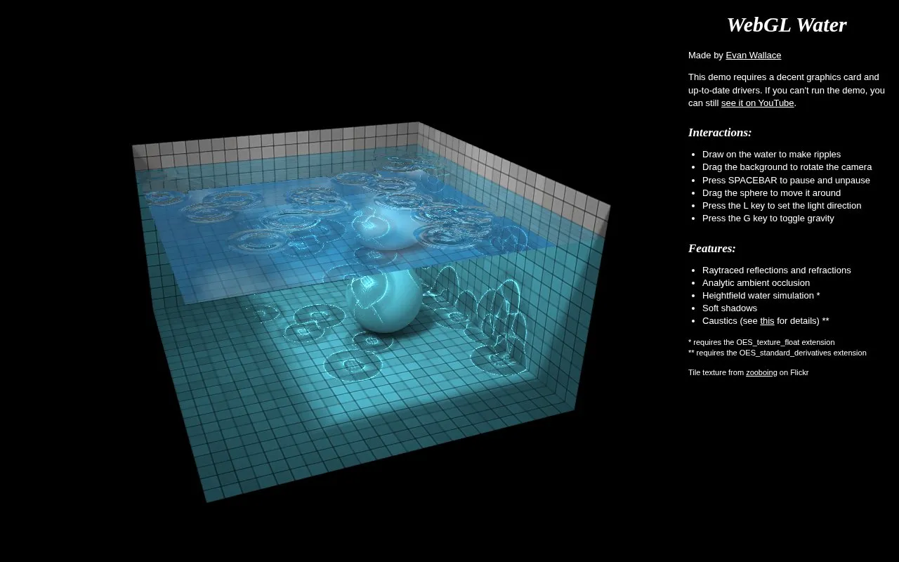 WebGL Water homepage screenshot