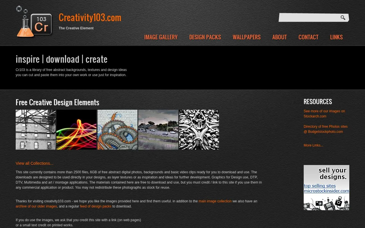 creativity103 homepage screenshot