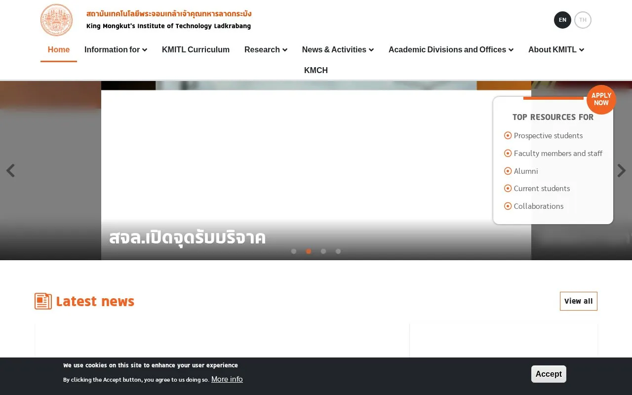 King Mongkut's Institute of Technology Ladkrabang homepage screenshot