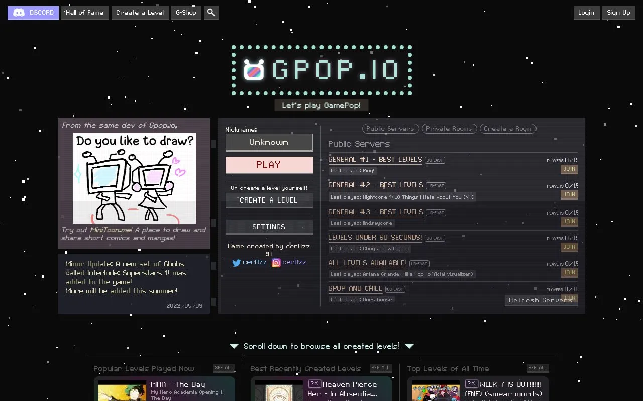 Gpop.io homepage screenshot