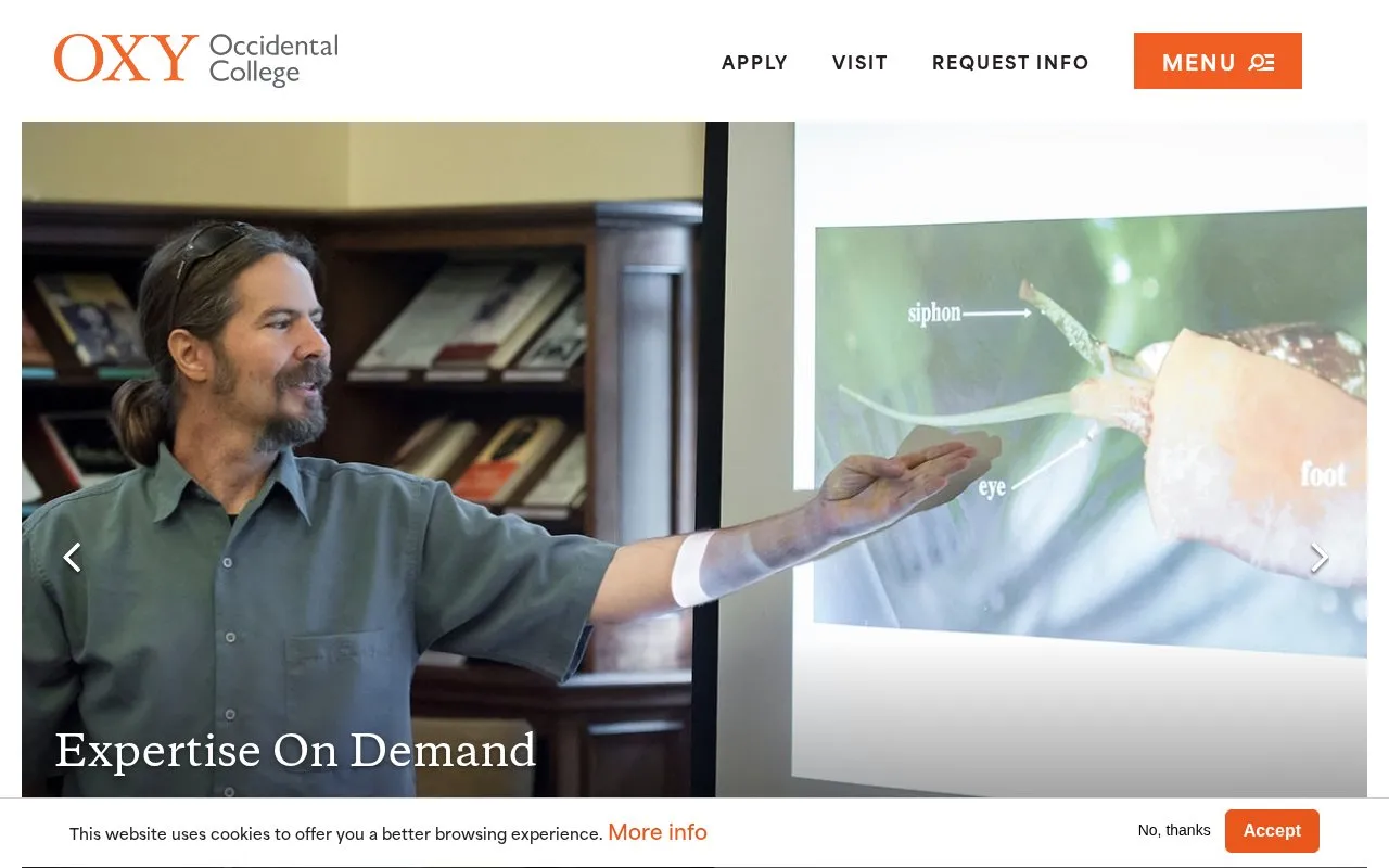 Occidental College homepage screenshot