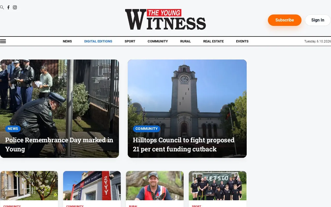 The Young Witness homepage screenshot