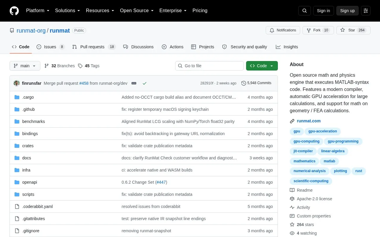 RunMat homepage screenshot