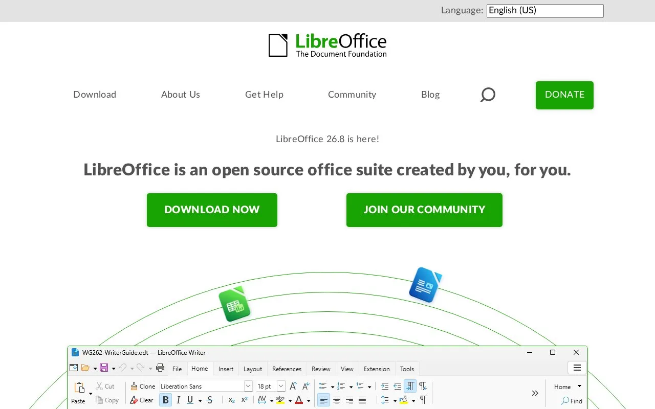 LibreOffice homepage screenshot