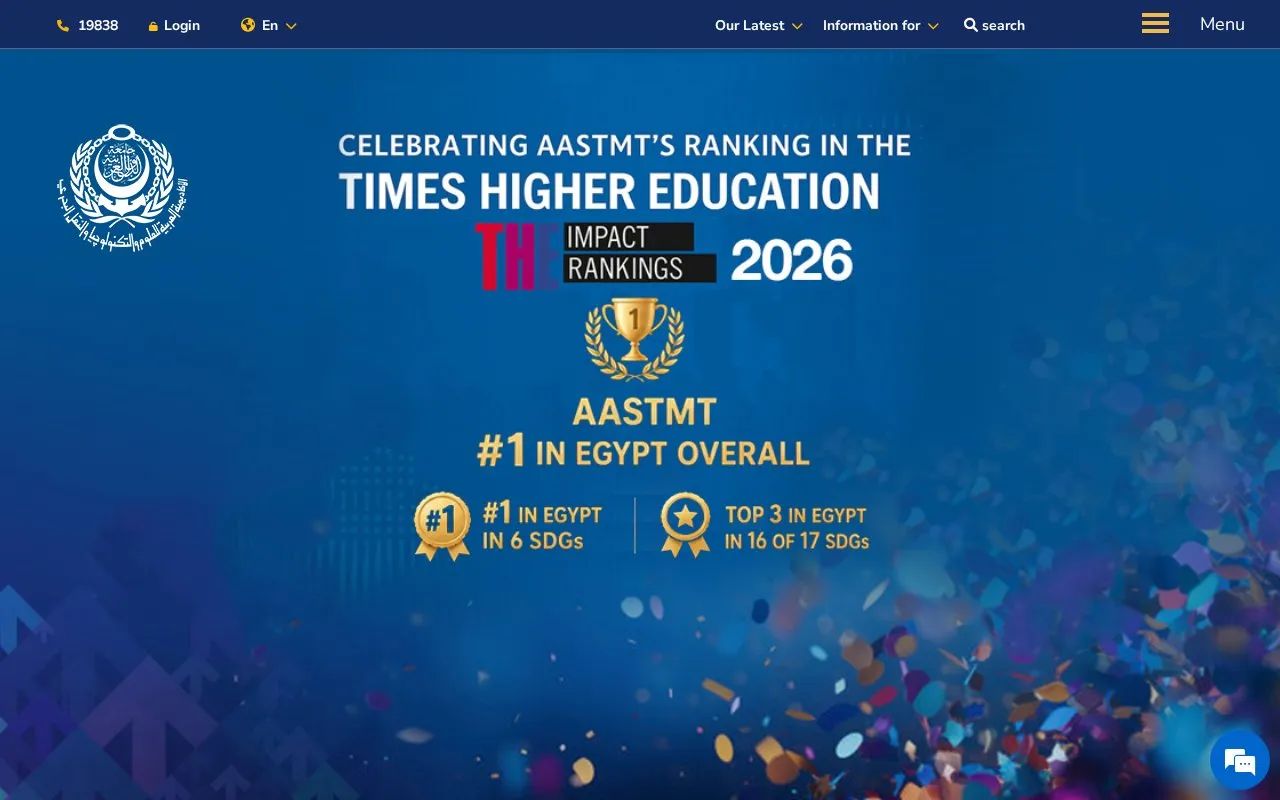 Arab Academy for Science, Technology and Maritime Transport homepage screenshot