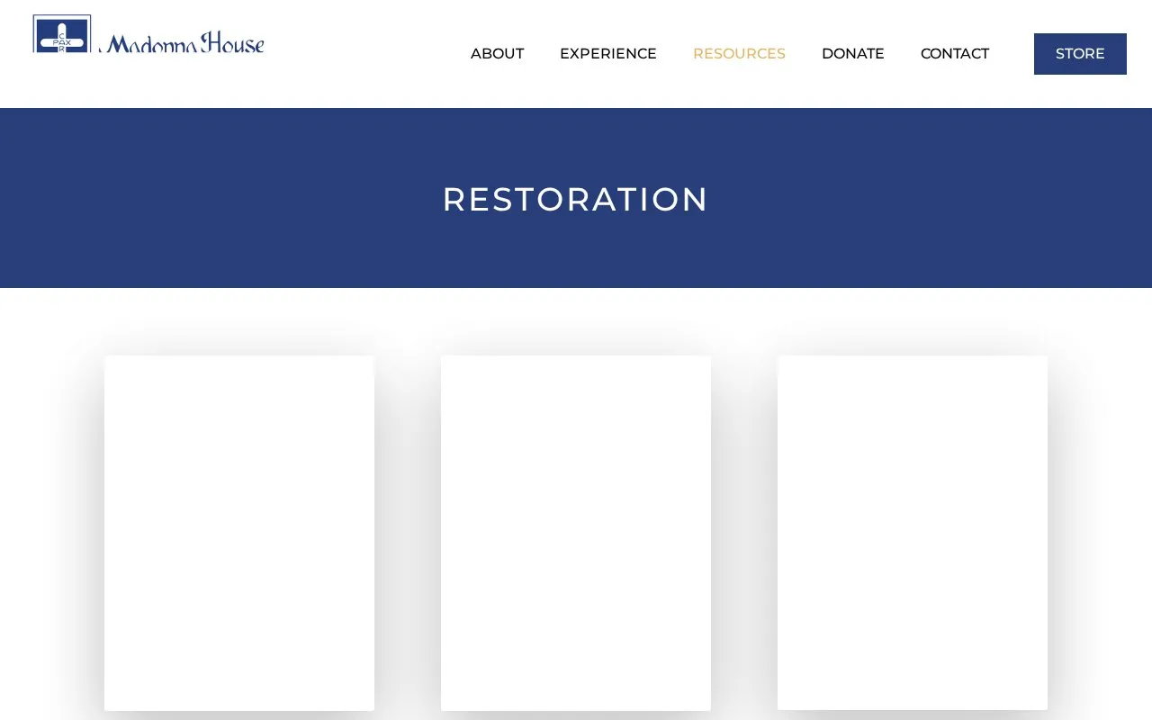 Restoration homepage screenshot