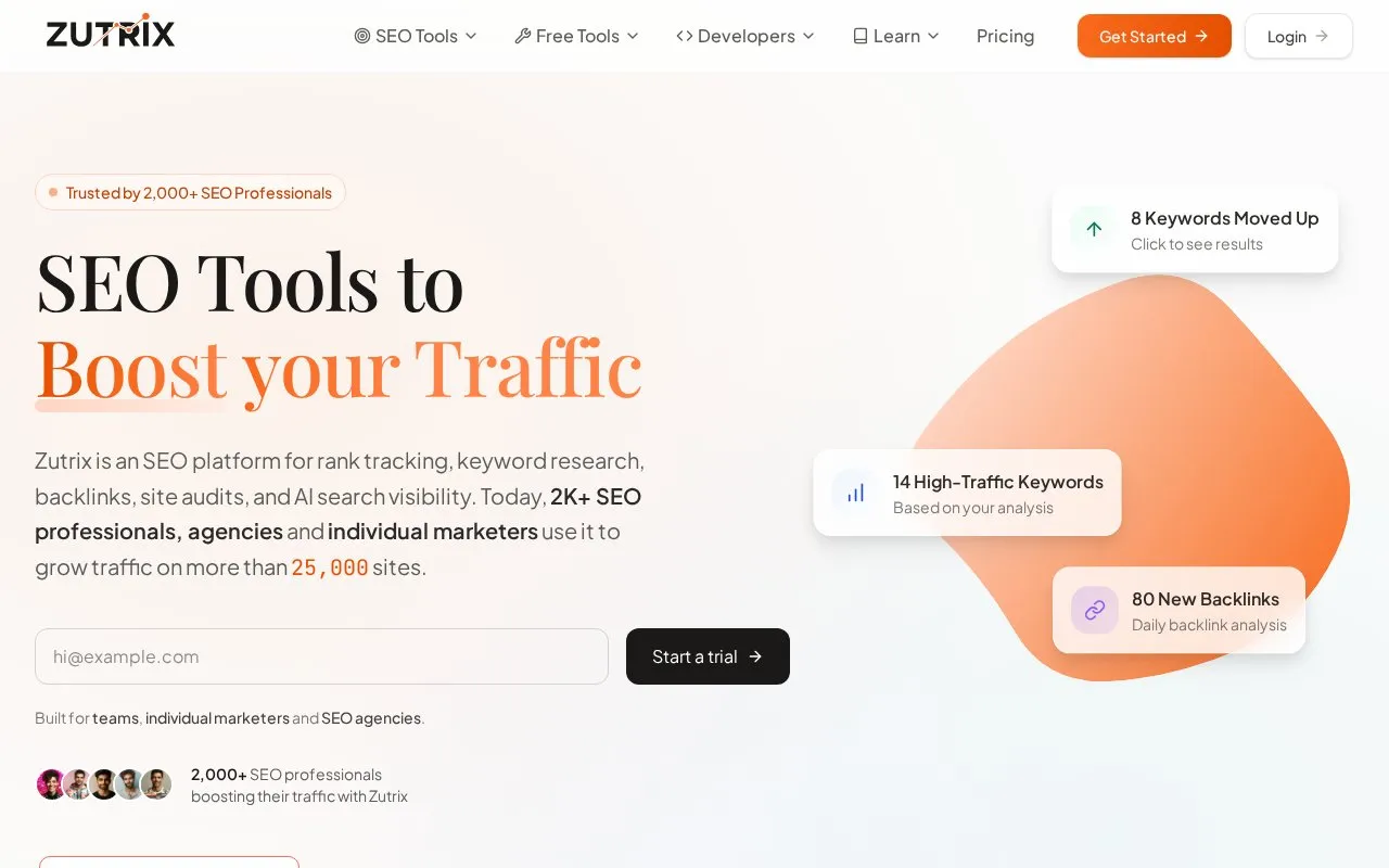Zutrix homepage screenshot