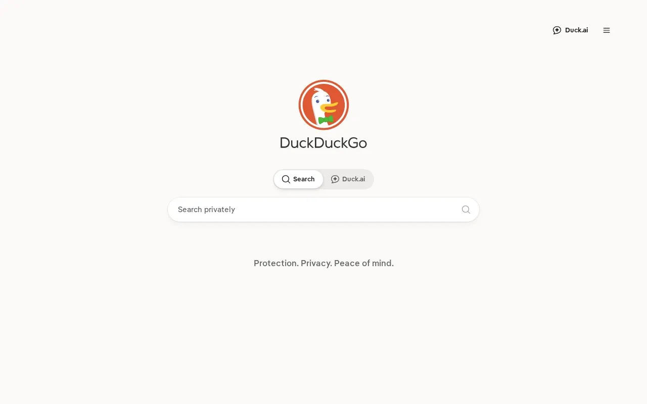 DuckDuckGo homepage screenshot