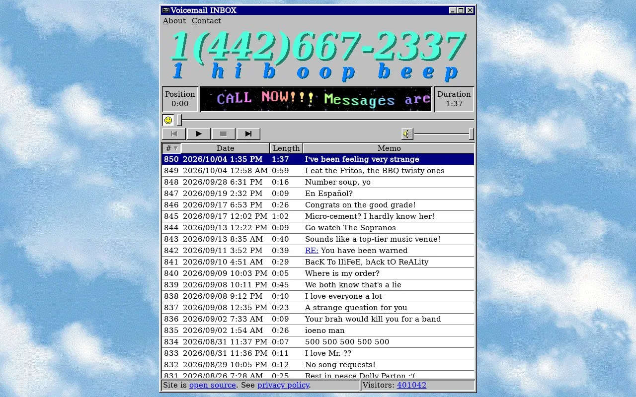 AfterTheBeep homepage screenshot