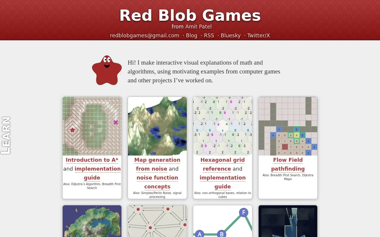 Red Blob Games homepage screenshot