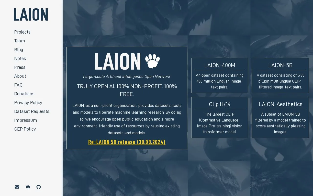 LAION homepage screenshot